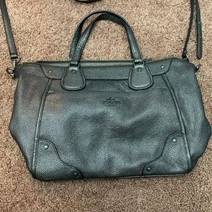 Metallic grey coach purse
